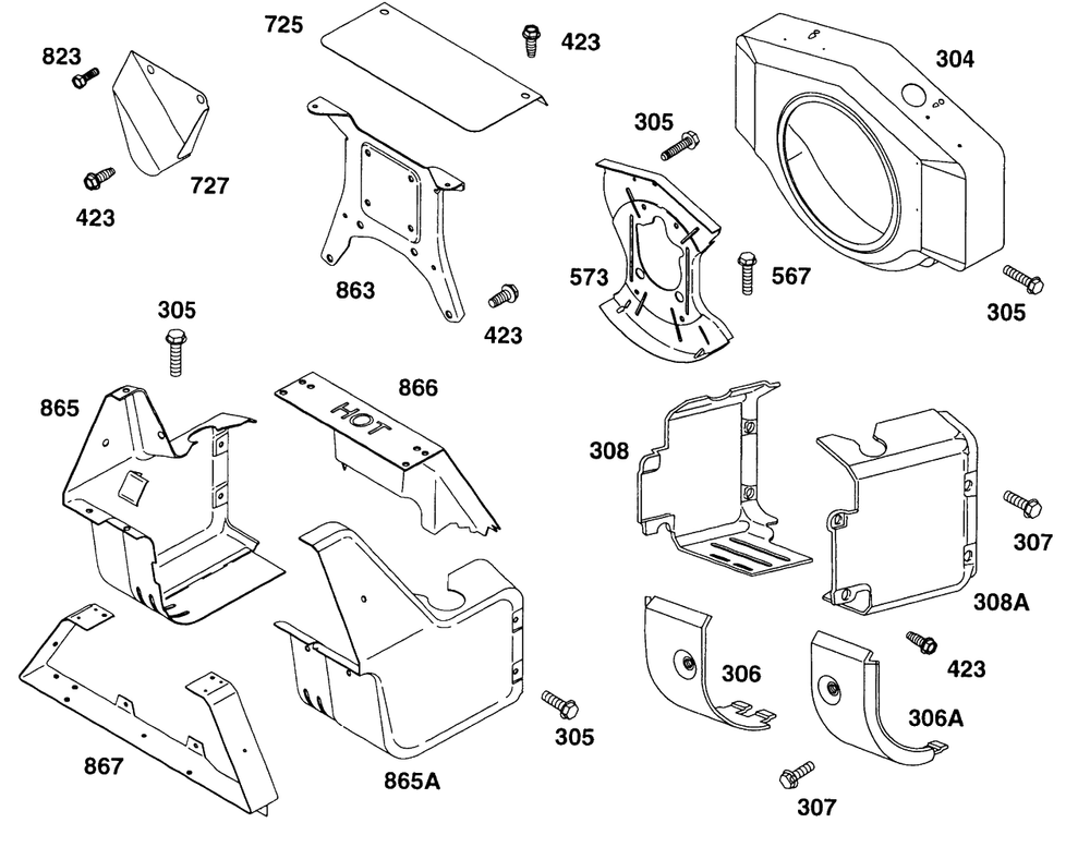 Blower Hsg,air Guide Parts Diagram and Parts List for 402417-0640-XX  Briggs and Stratton Engine